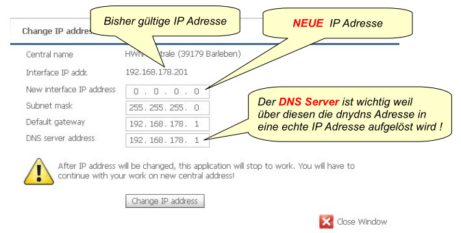 diese Einstellungen müssen im Master korrekt sein !