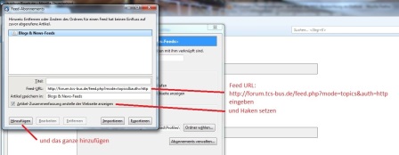 Bei der ersten Einrichtung fragt Thunderbird nach dem Login für das Forum. Dieser kann mit dem Passwortmanager gespeichert werden, sodass es nur bei der ersten Benutzung eingegeben werden muss.