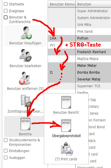 Übergabeprotokoll für mehrere Benutzer erzeugen.